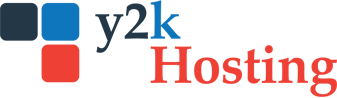 Y2K Hosting Logo: web hosting e registrazione domini